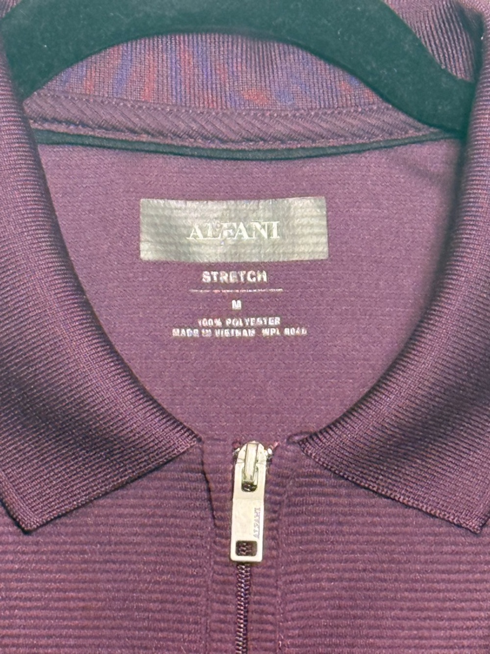 Alfani Men's Zip-Front Polo in Deep Plum